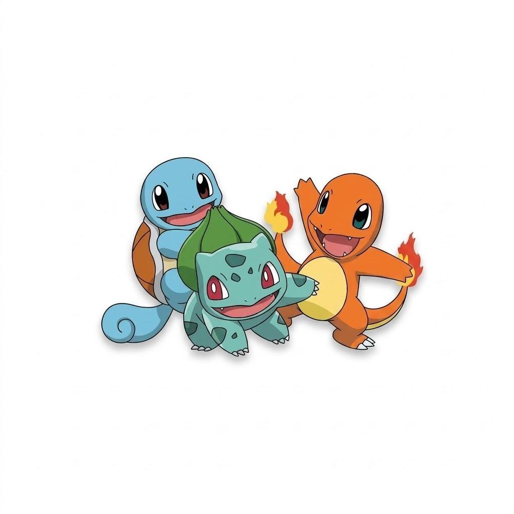Pokémon Starter Trio Graphic Art - Medium Wood Print