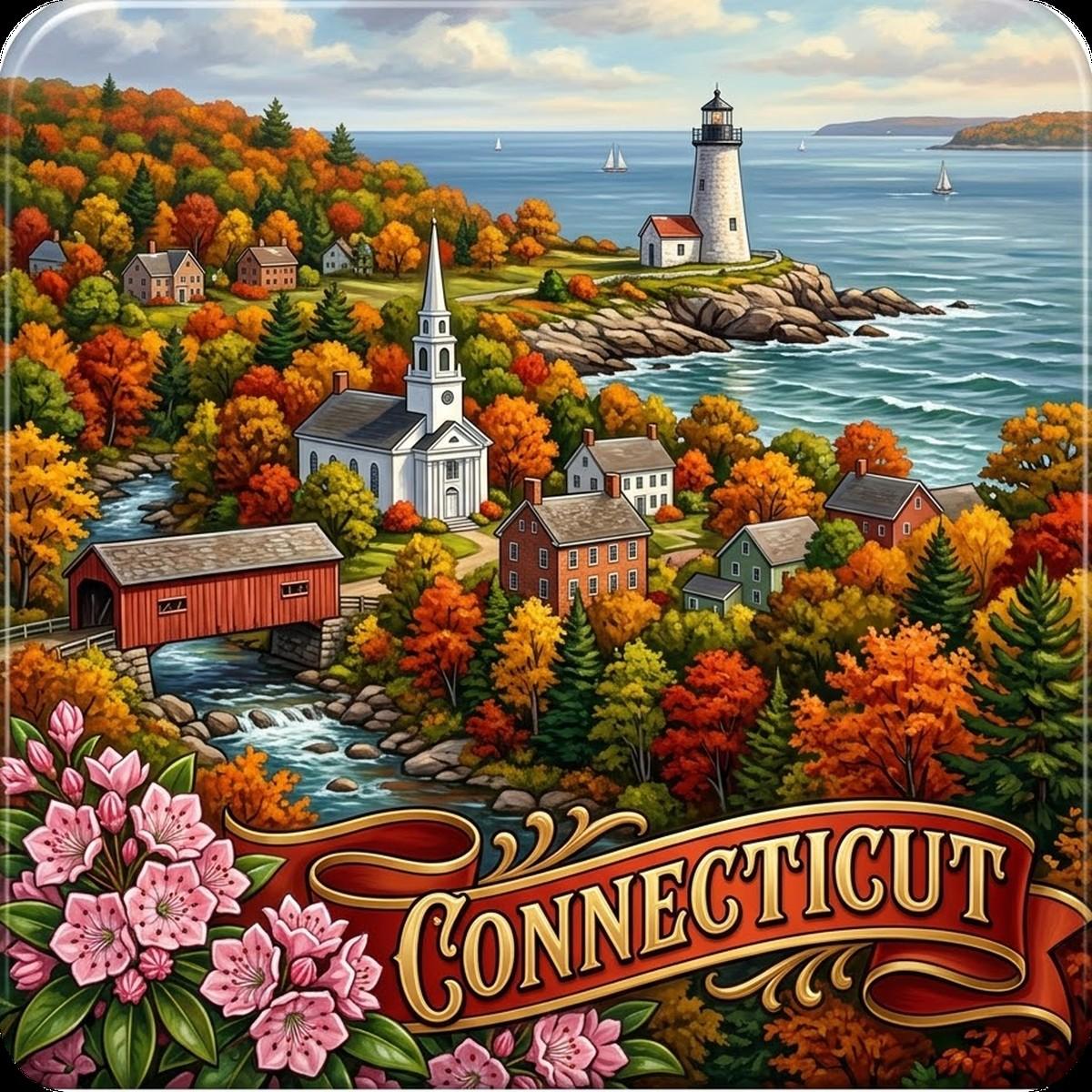 Connecticut State Design - 6 inch Sticker Popular