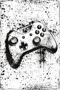 Xbox Controller Grunge Splatter Art - Small Wood Print