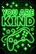 Green Neon Gamer Quote Wall Art - Small Wood Print