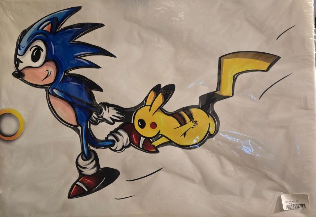 Sonic the Hedgehog and Pikachu crossover - Large Poster Print