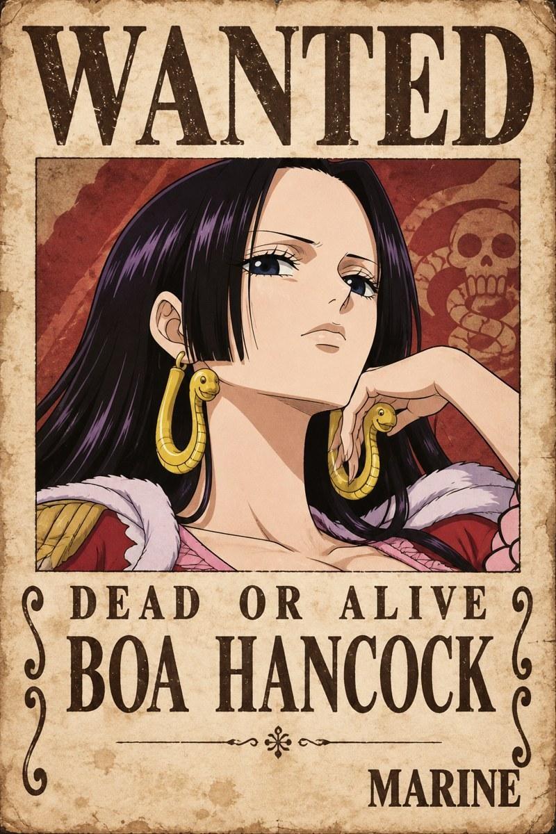 Boa Hancock Wanted Poster Anime Artwork - Small Wood Print