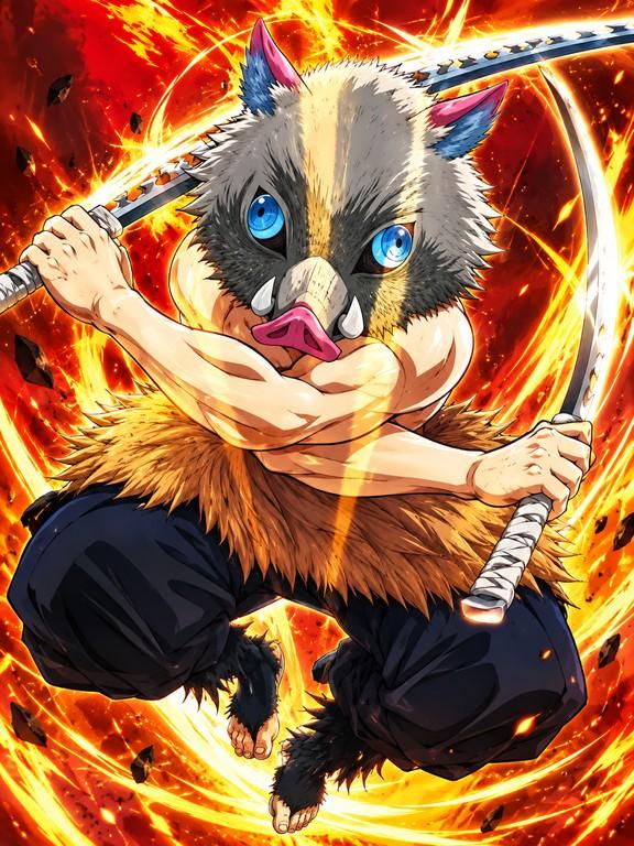 Inosuke Hashibira Demon Slayer - Large Poster Print