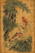Koi fish painting - Small Wood Print
