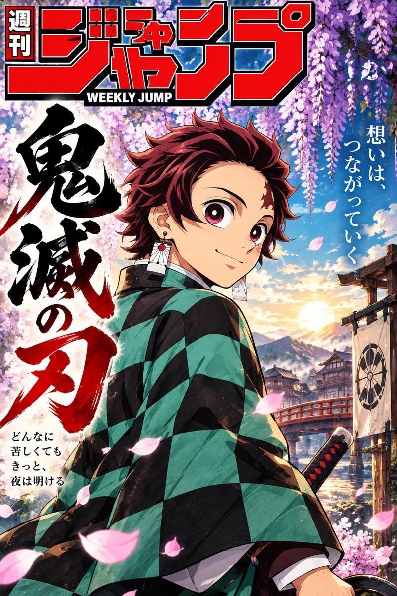 Demon Slayer Tanjiro Kamado Weekly Shonen Jump Cover Art - Small Wood Print