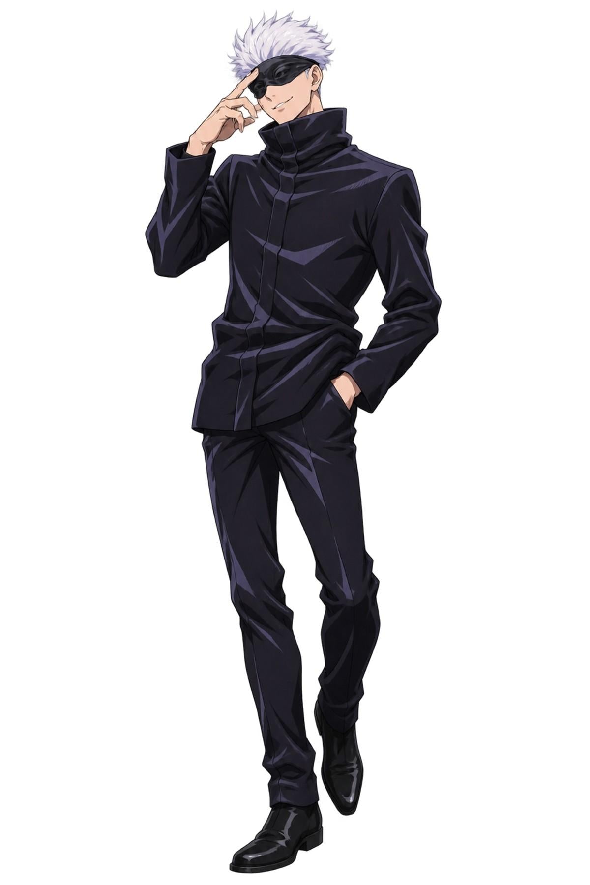 Satoru Gojo Black Uniform Pose Artwork - Medium Laser Cut