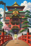 Spirited Away Bathhouse Art Print - Small Wood Print