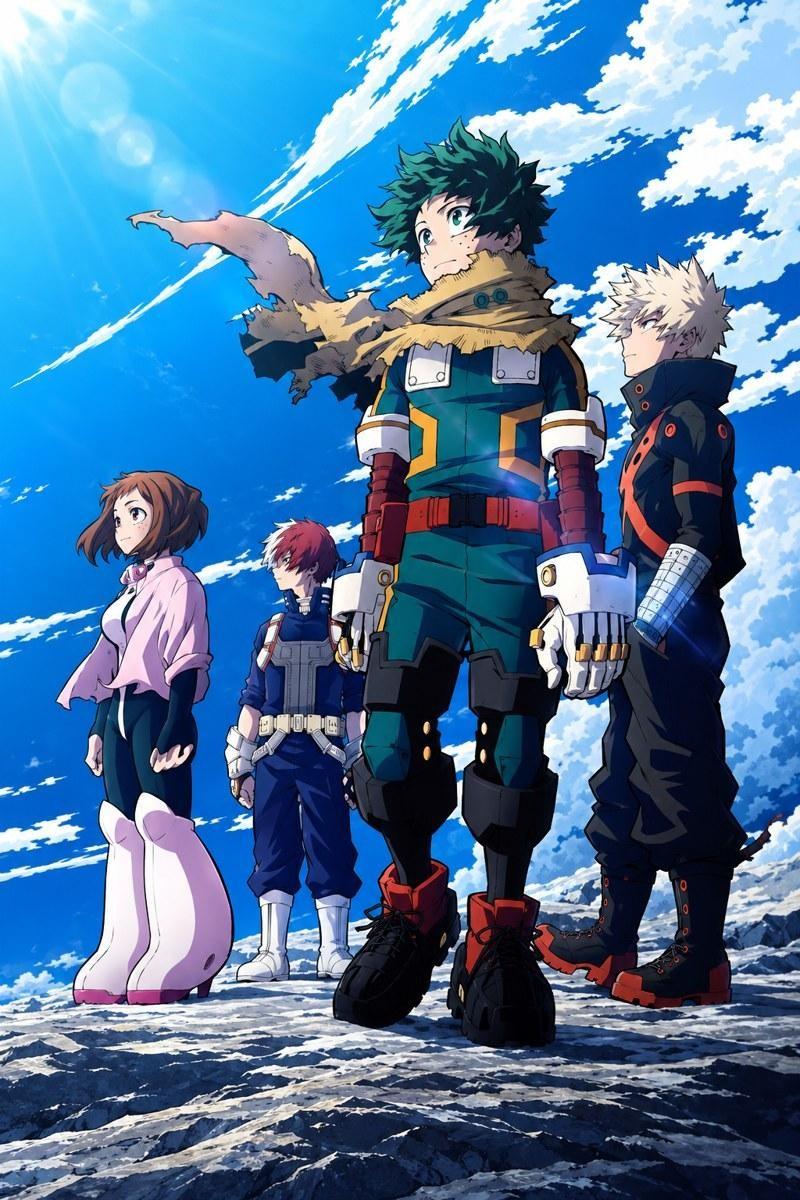 My Hero Academia Characters Standing Outdoors Artwork - Small Wood Print