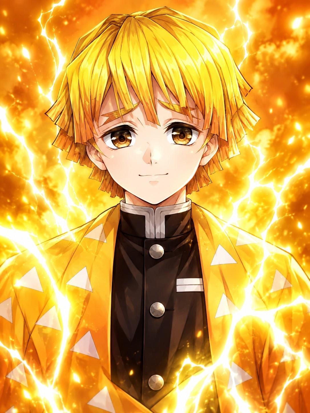Demon Slayer Zenitsu Golden Portrait - Small Poster Print