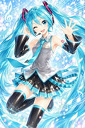 Hatsune Miku Musical Notes Artwork - Small Wood Print