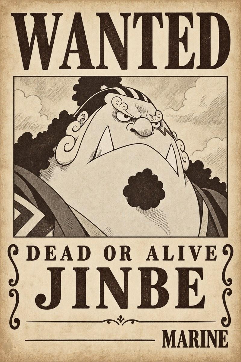 One Piece Jinbe Wanted Poster Artwork - Small Wood Print