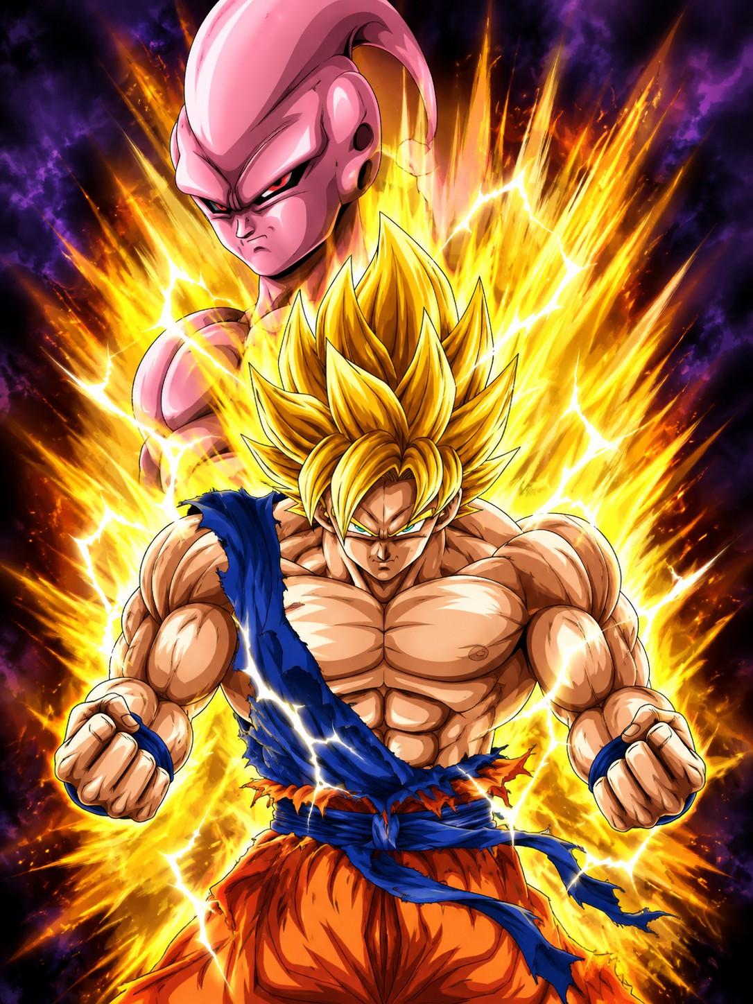 Dragon Ball Goku Super Saiyan Majin Buu - Small Poster Print