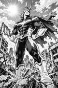 All Might My Hero Academia Manga Illustration - Small Wood Print