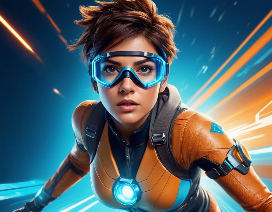 Futuristic Speed Heroine Digital Illustration - Small Poster Print